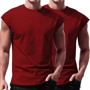 2 Pack Men's Fitness Tank Tops Workout Round Neck Sleeveless Athletic Muscle Tops Casual Training Bodybuilding Shirts