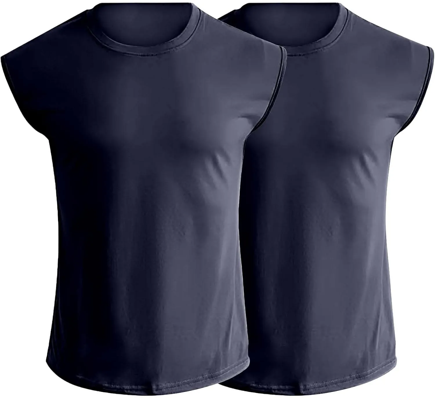 2 Pack Men's Fitness Tank Tops Workout Round Neck Sleeveless Athletic Muscle Tops Casual Training Bodybuilding Shirts