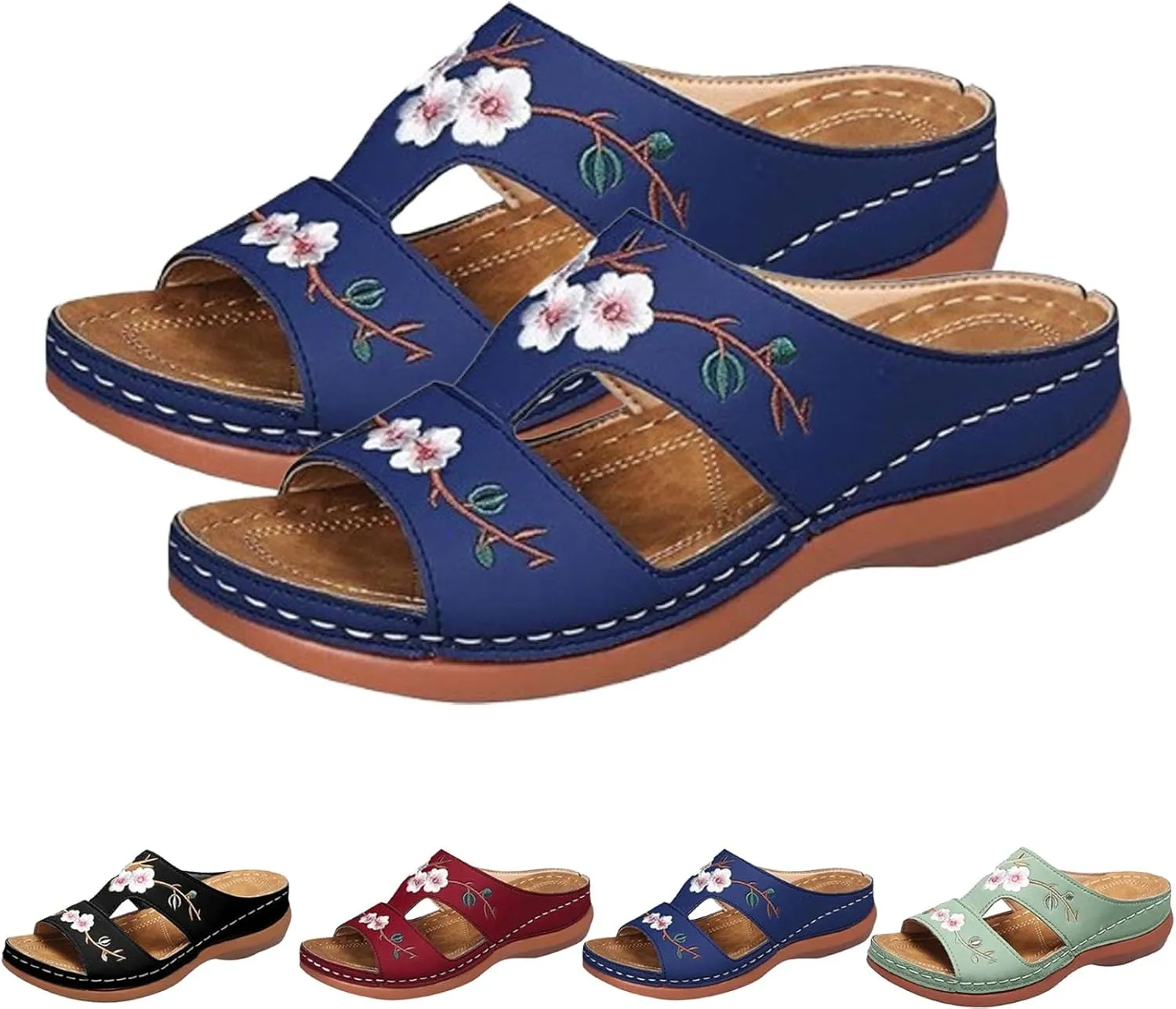 2025 New Women's Hollow Out Breathable Platform Wedge Sandals Casual Stylish Roman Sandal Leather Closed Toe Comfortable Casual Stylish Sandals