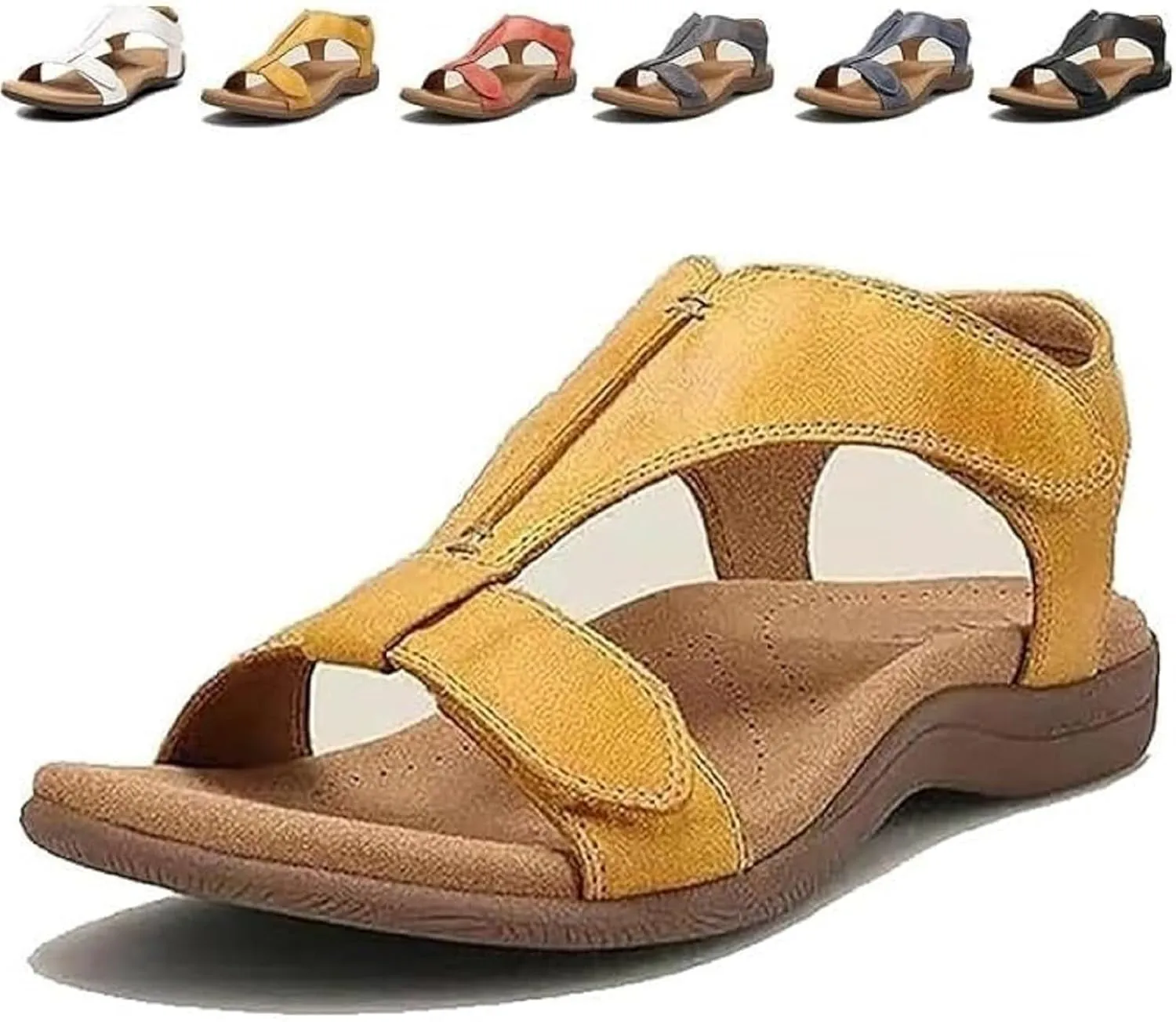 2025 New Women's Hollow Out Breathable Platform Wedge Sandals Casual Stylish Roman Sandal Leather Closed Toe Comfortable Casual Stylish Sandals