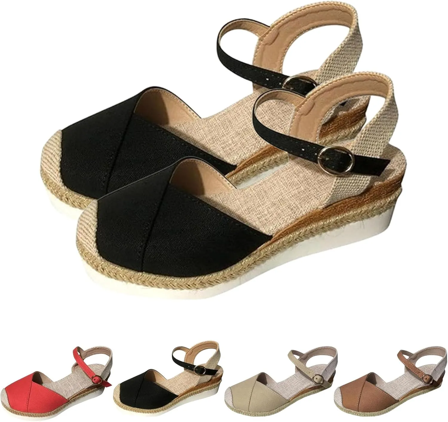 2025 New Women's Hollow Out Breathable Platform Wedge Sandals Casual Stylish Roman Sandal Leather Closed Toe Comfortable Casual Stylish Sandals