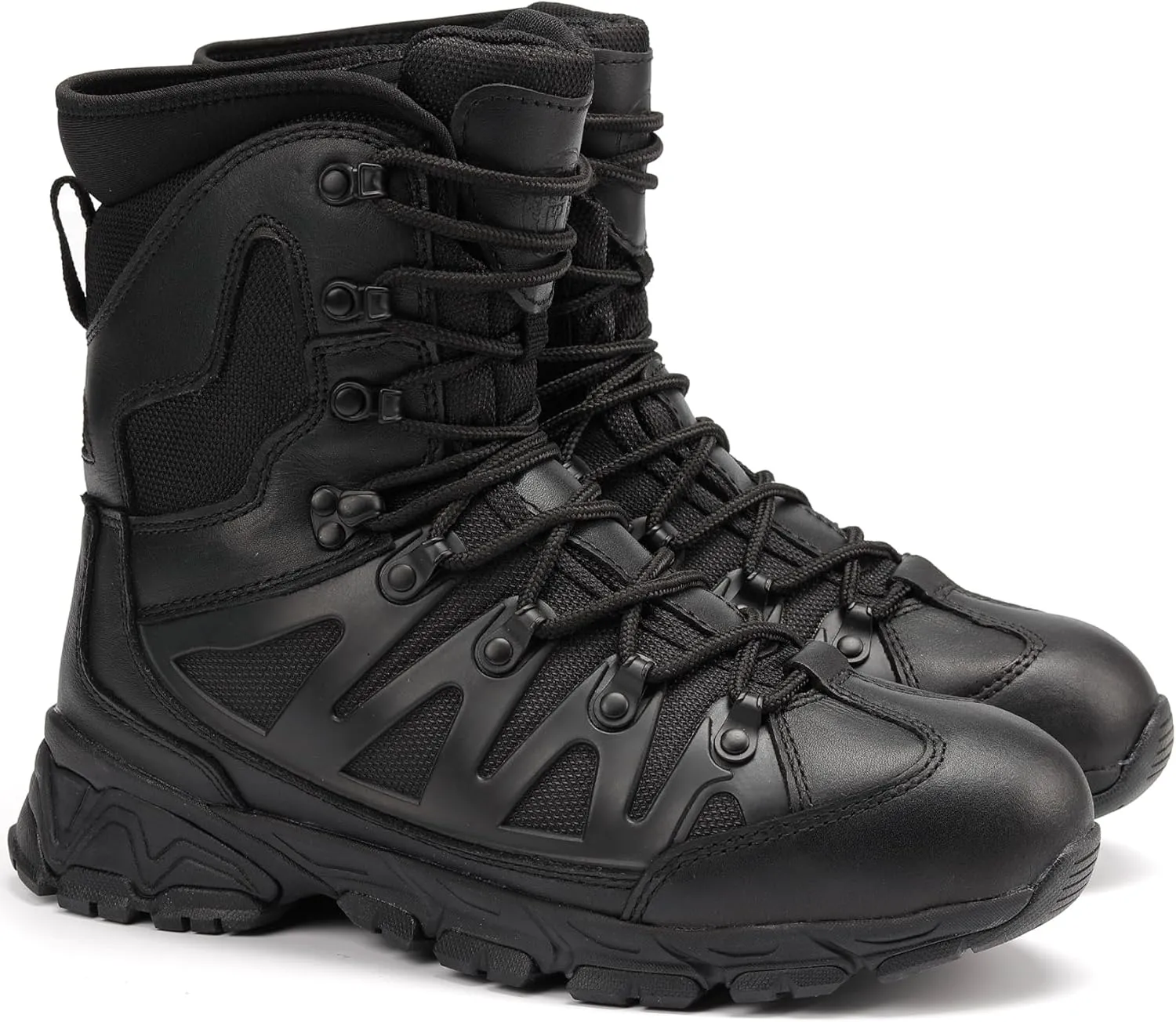 8" Waterproof Men's Military Tactical Work Boots, Hiking Motorcycle Combat Slip/Oil Resistant Boots with YKK Side Zipper