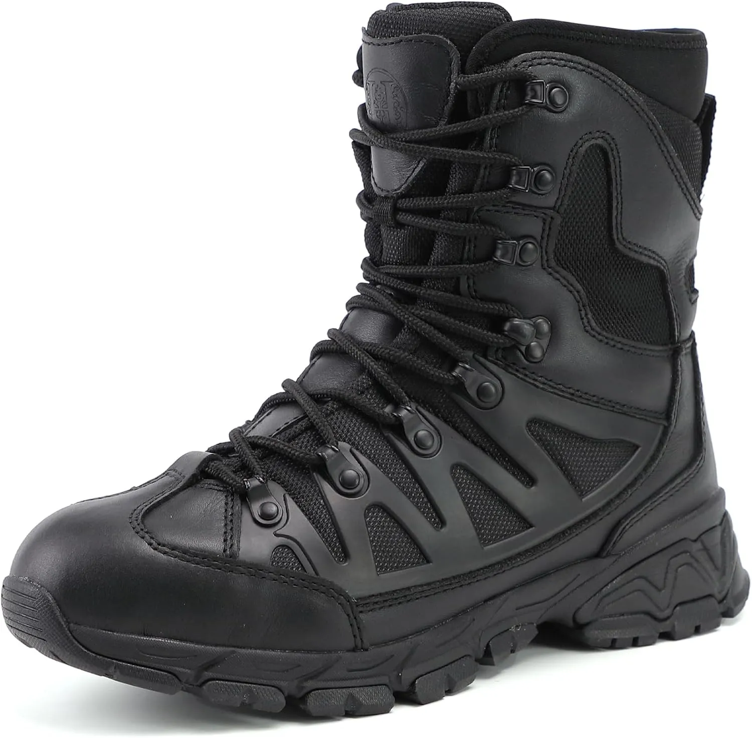 8" Waterproof Men's Military Tactical Work Boots, Hiking Motorcycle Combat Slip/Oil Resistant Boots with YKK Side Zipper