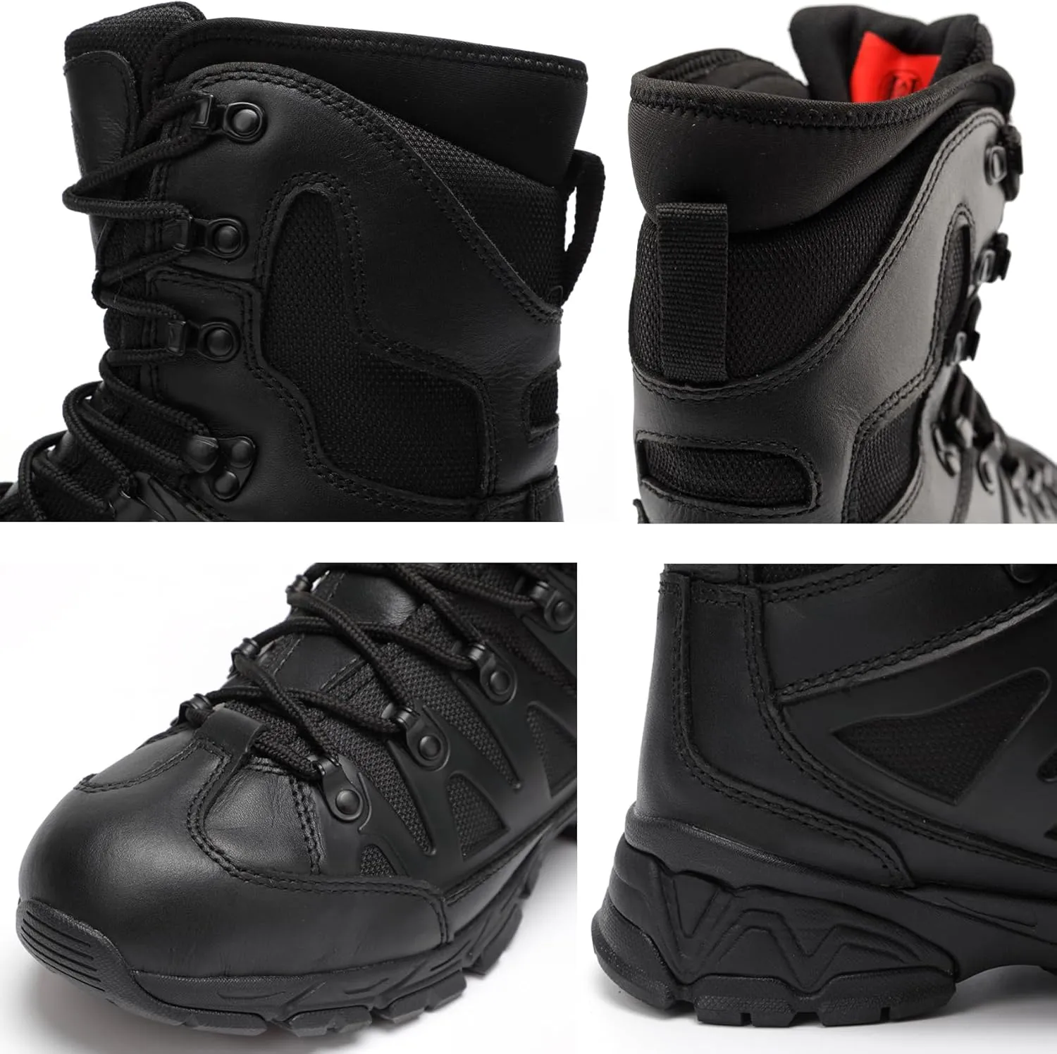 8" Waterproof Men's Military Tactical Work Boots, Hiking Motorcycle Combat Slip/Oil Resistant Boots with YKK Side Zipper