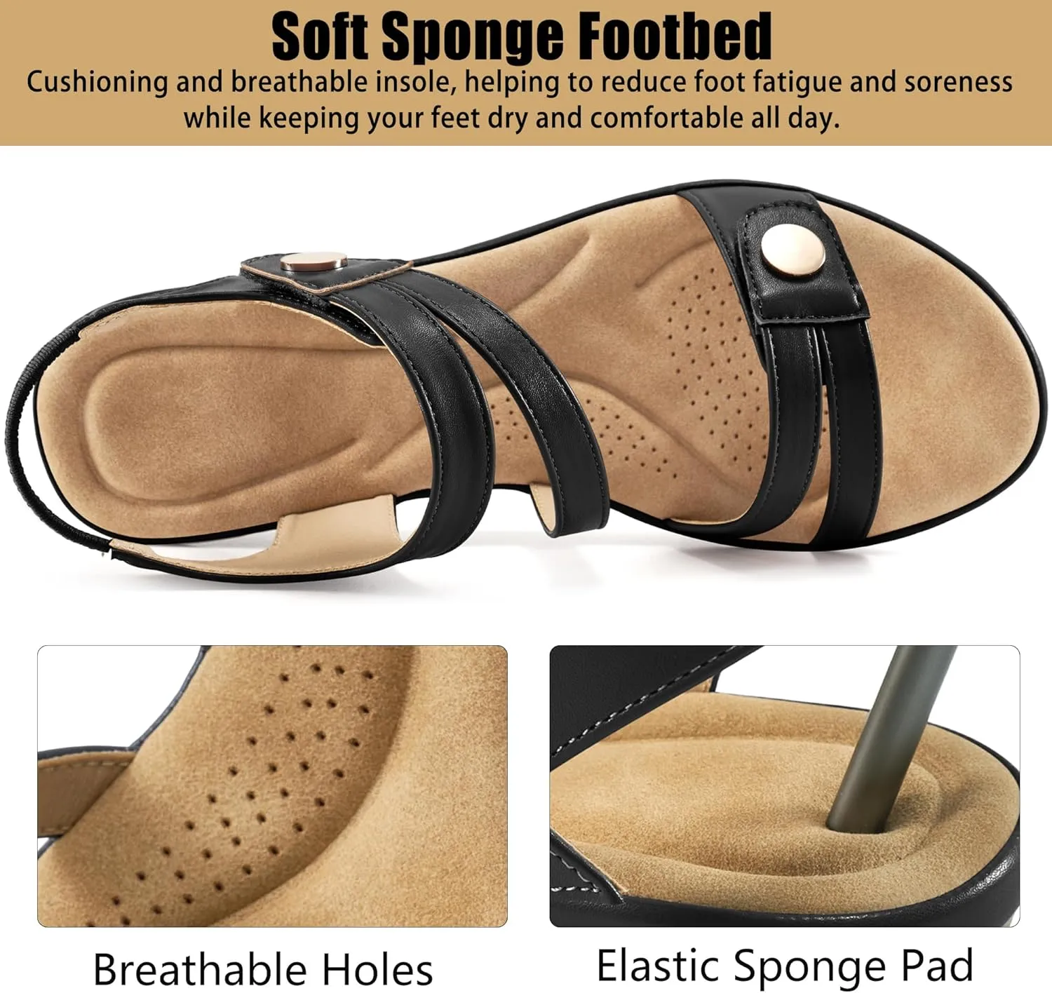 Ablanczoom Wedge Sandals for Women Dressy: Comfortable Elastic Ankle Strap Summer Causal Walking Low Platform Sandal