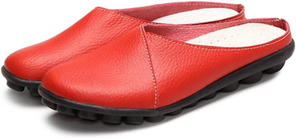 ACE SHOCK Loafer Flats Women Slip-on, Casual Leather Moccasins Slippers Sandals Back Open