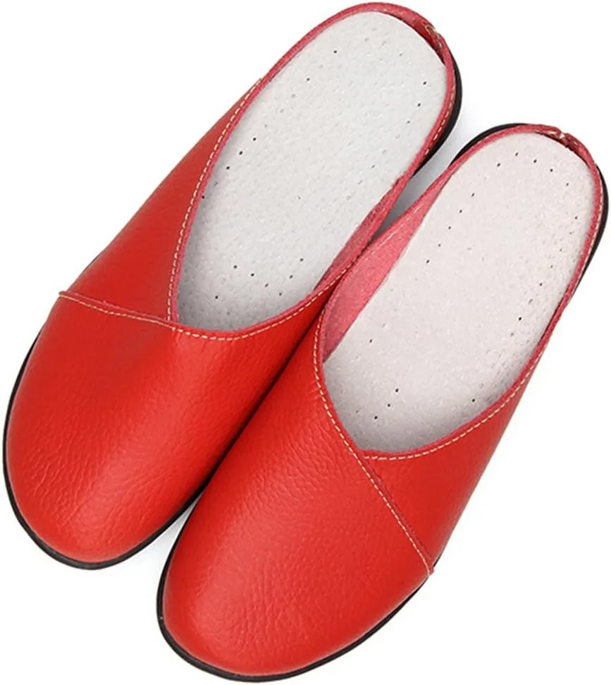 ACE SHOCK Loafer Flats Women Slip-on, Casual Leather Moccasins Slippers Sandals Back Open