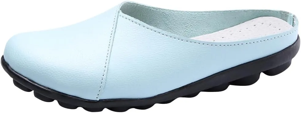 ACE SHOCK Loafer Flats Women Slip-on, Casual Leather Moccasins Slippers Sandals Back Open