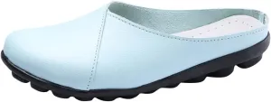 ACE SHOCK Loafer Flats Women Slip-on, Casual Leather Moccasins Slippers Sandals Back Open