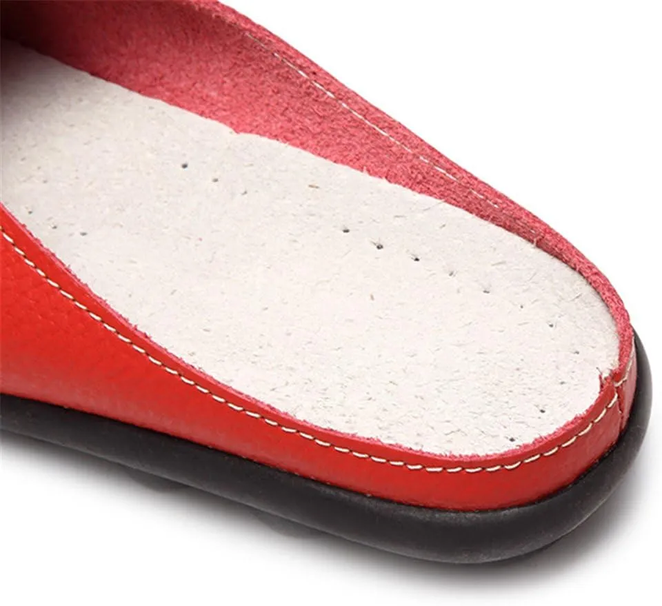 ACE SHOCK Loafer Flats Women Slip-on, Casual Leather Moccasins Slippers Sandals Back Open