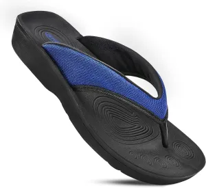 AEROTHOTIC Comfy Open Toe Arch Support Flip Flops for Women Cushion Padded Stylish Straps Dressy Sandals Walking Travel Beach Wear