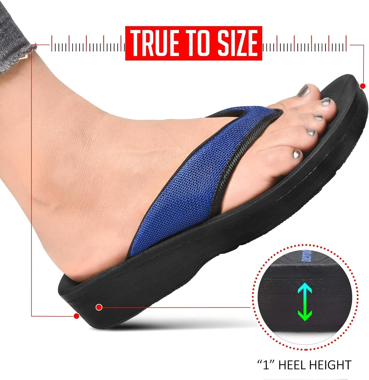 AEROTHOTIC Comfy Open Toe Arch Support Flip Flops for Women Cushion Padded Stylish Straps Dressy Sandals Walking Travel Beach Wear