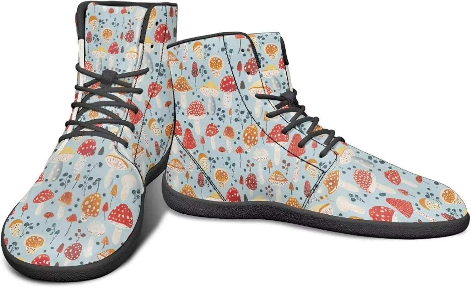 Aesthetic Plant Women's High Top Sneakers Unisex Wide Toe Barefoot Sneakers PU Leathe Waterproof Lace Up Shoes