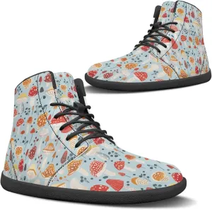 Aesthetic Plant Women's High Top Sneakers Unisex Wide Toe Barefoot Sneakers PU Leathe Waterproof Lace Up Shoes