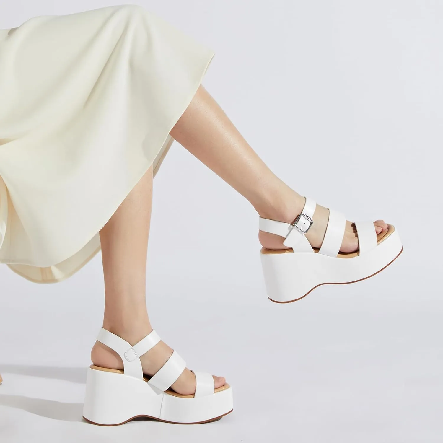 ALICEPUB Womens Platform Sandals Comfortable Open Toe Slingback Ankle Strap Flatform Wedge Shoes Summer Walking Sandals