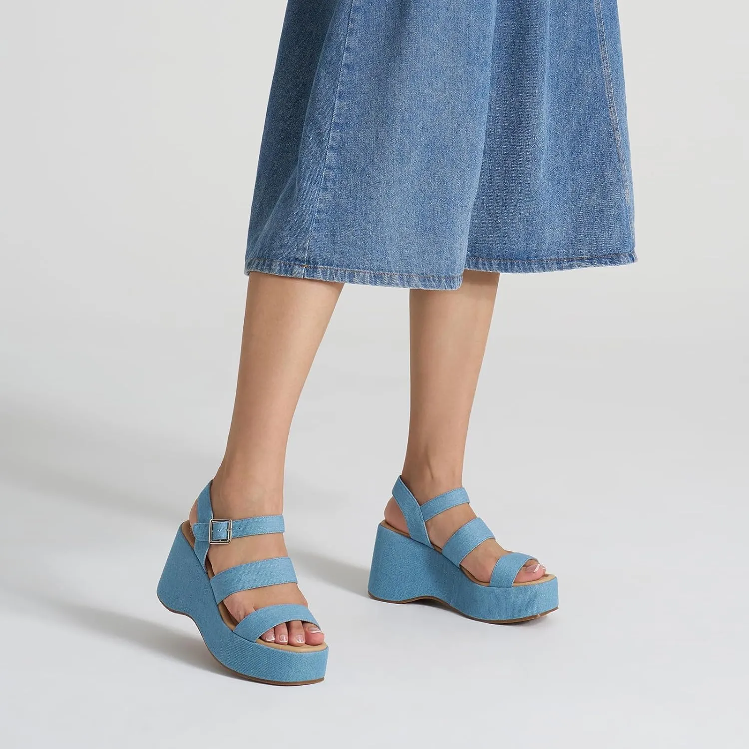 ALICEPUB Womens Platform Sandals Comfortable Open Toe Slingback Ankle Strap Flatform Wedge Shoes Summer Walking Sandals