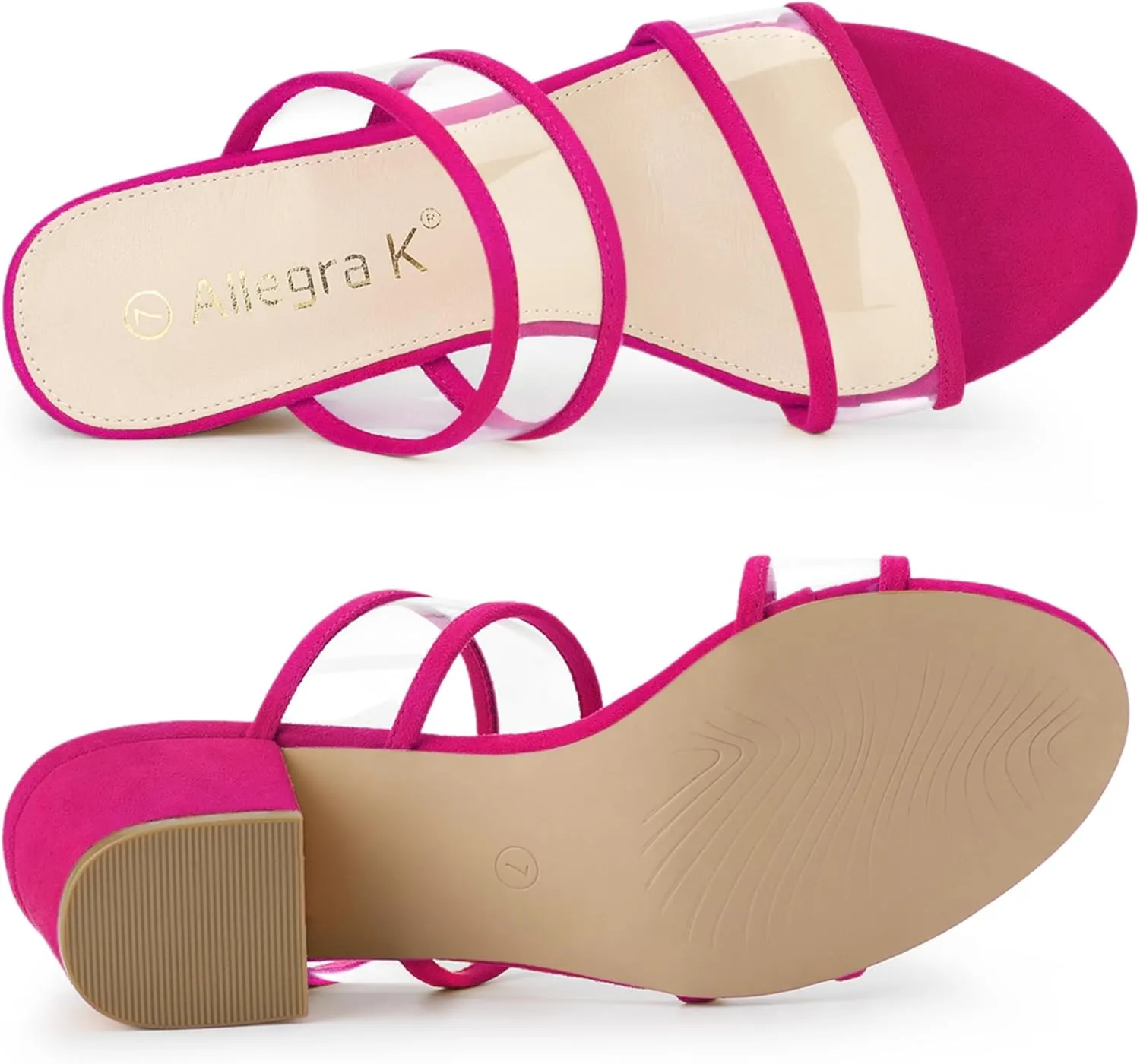 Allegra K Women's Clear Strap Block Heel Slide Sandals