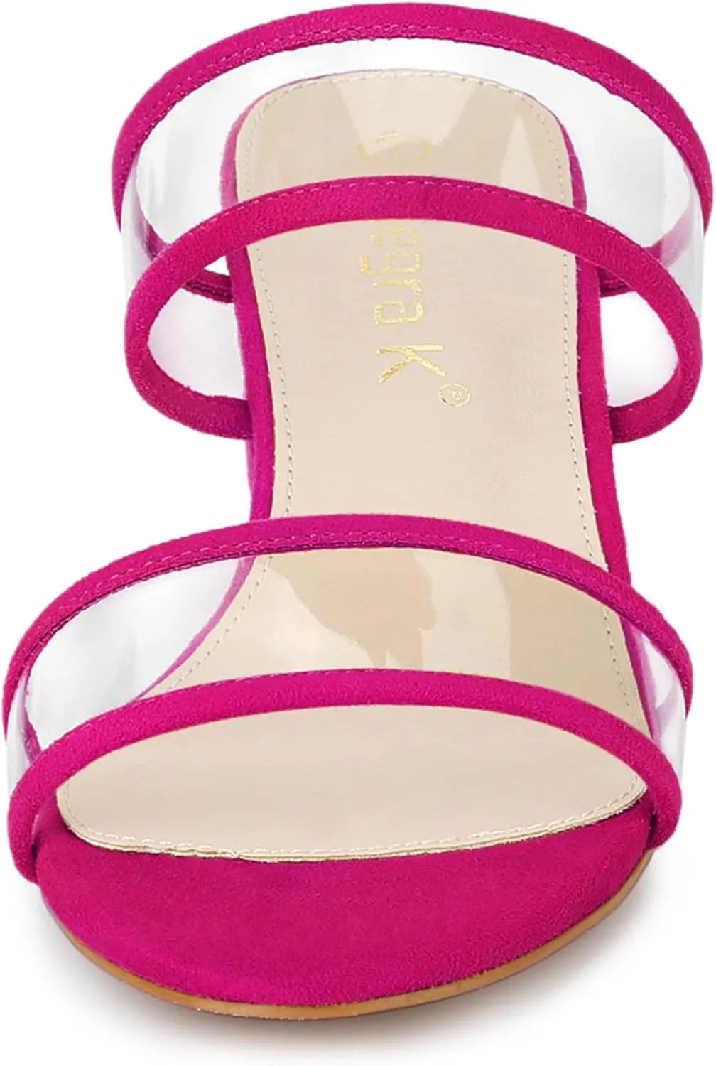 Allegra K Women's Clear Strap Block Heel Slide Sandals