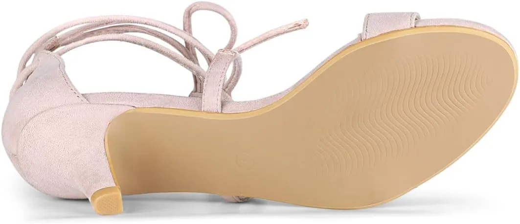 Allegra K Women's Kitten Heel Lace Up Open Toe Sandals