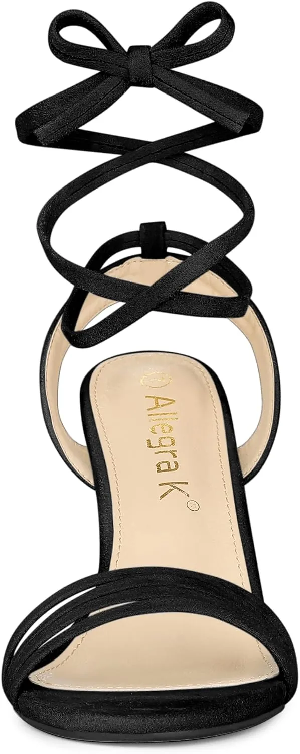 Allegra K Women's Lace Up Strappy Heels Stiletto High Heels Sandals