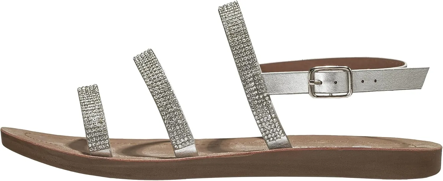 Alpine Swiss Womens Flat Strappy Rhinestone Sandals Gladiator Shoes