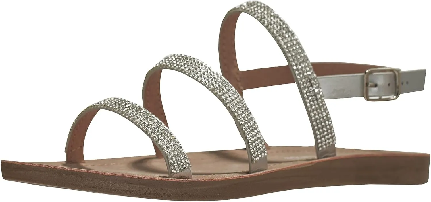 Alpine Swiss Womens Flat Strappy Rhinestone Sandals Gladiator Shoes