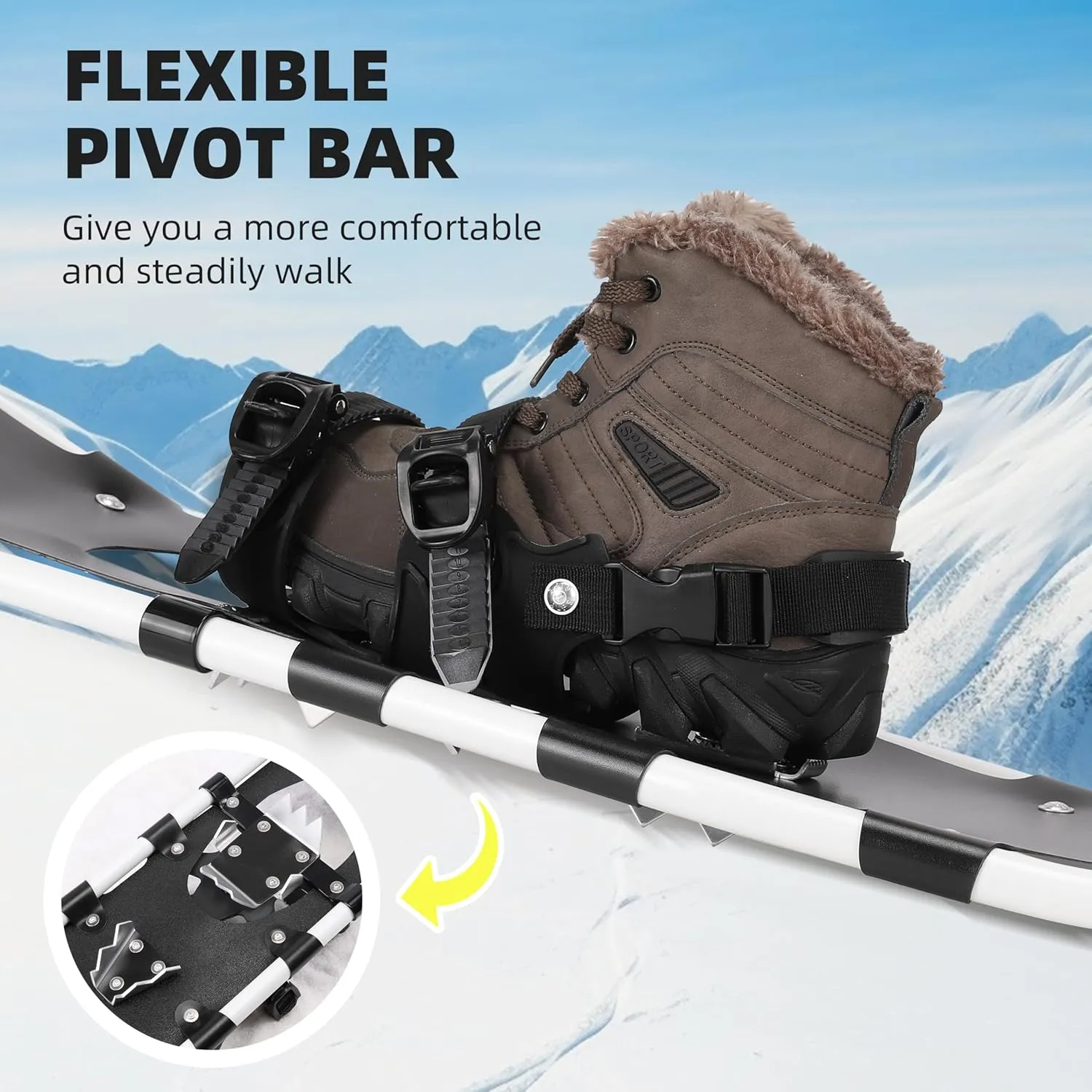AMBIO 3 in 1 Snowshoes for Men Women Youth Kids, Light Weight Aluminum Snow Shoes with Trekking Poles and Carrying Tote Bag