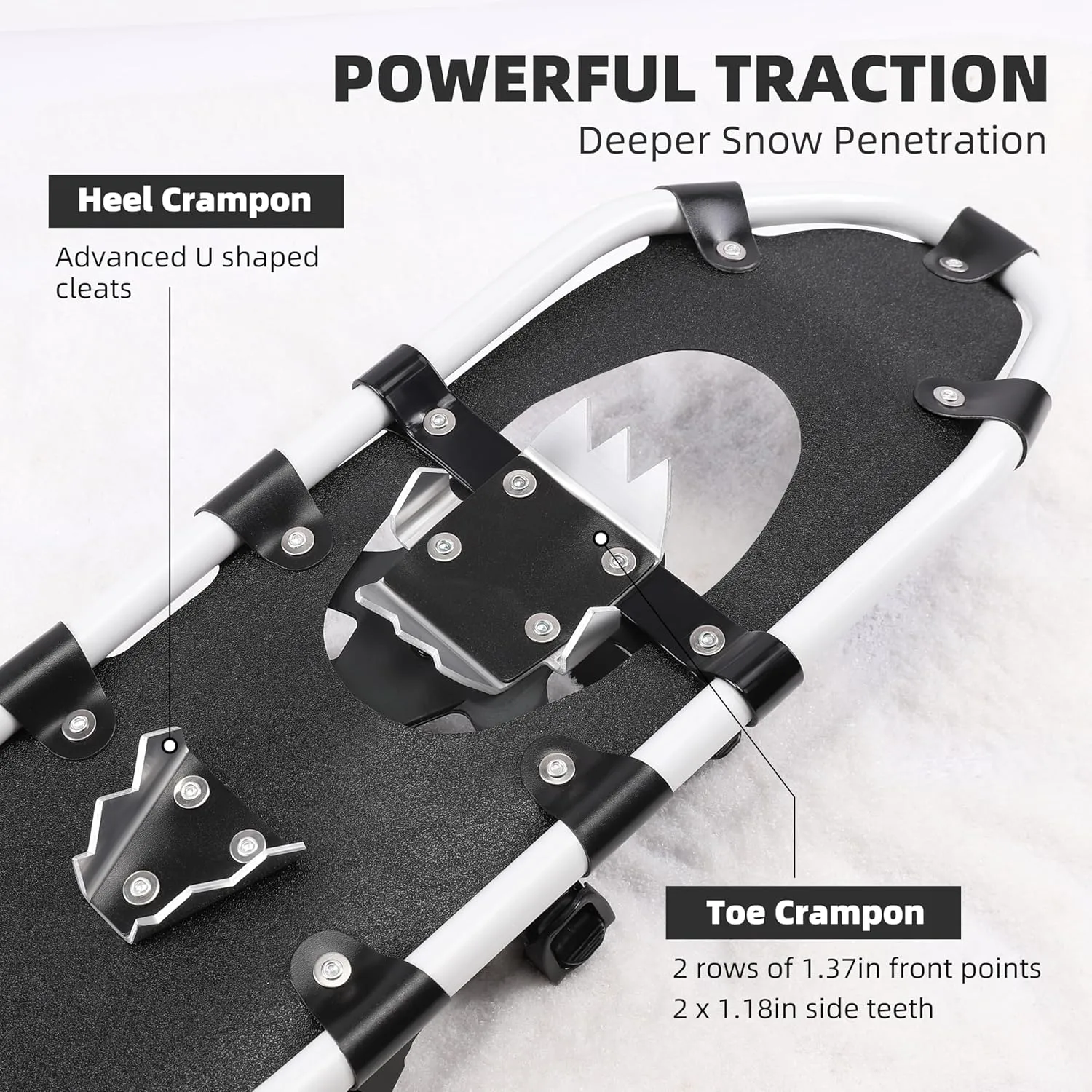 AMBIO 3 in 1 Snowshoes for Men Women Youth Kids, Light Weight Aluminum Snow Shoes with Trekking Poles and Carrying Tote Bag