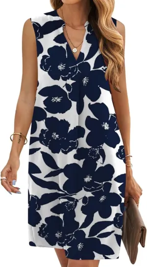 ANFTFH Women's Sleeveless Dresses 2025 V Neck Casual Trendy Dresses（S-2XL）