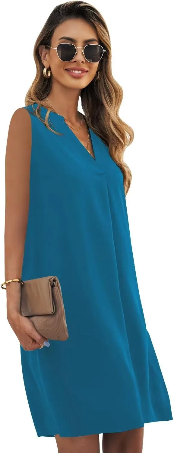ANFTFH Women's Sleeveless Dresses 2025 V Neck Casual Trendy Dresses（S-2XL）