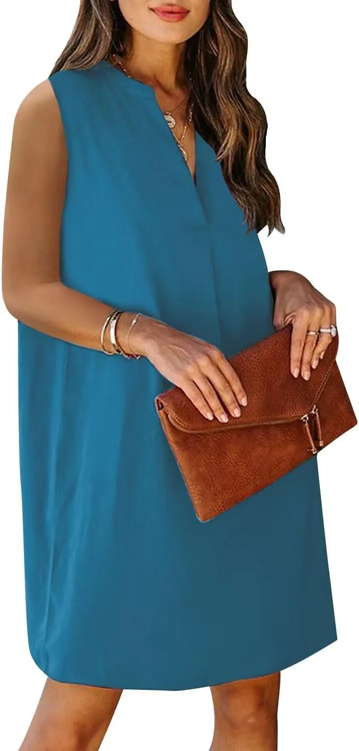 ANFTFH Women's Sleeveless Dresses 2025 V Neck Casual Trendy Dresses（S-2XL）