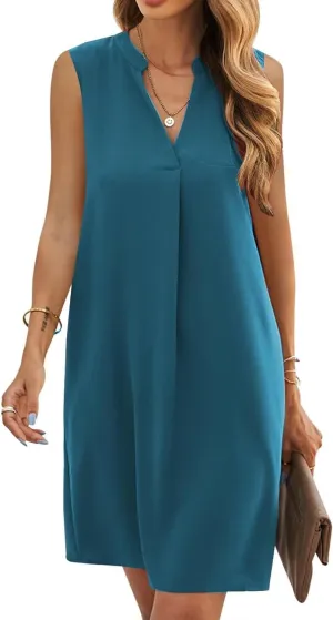ANFTFH Women's Sleeveless Dresses 2025 V Neck Casual Trendy Dresses（S-2XL）