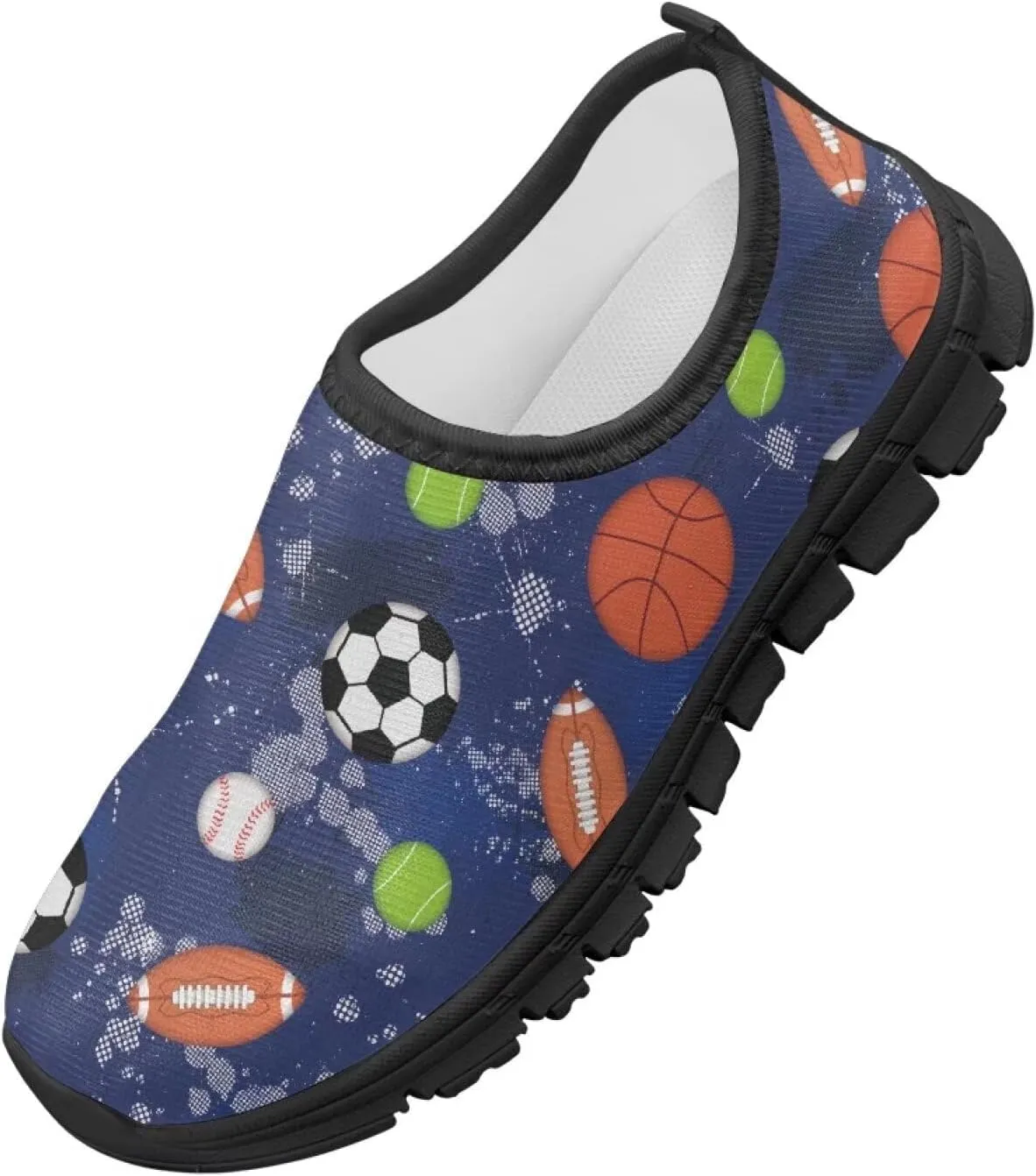Anti-Skid Walking Sneakers Lightweight Breathable Mesh Shoes for Boys Girls Comfort Outdoor Travel Shoe for Camping Size 11-15 Black Sole