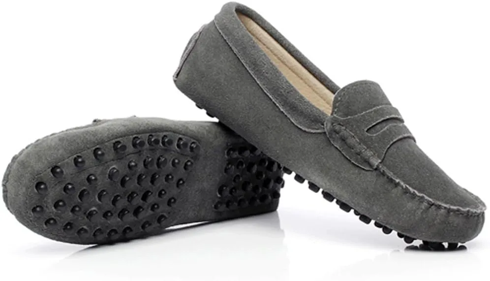 ANUFER Women's Classic Suede Penny Loafers Comfort Handmade Slipper Moccasins