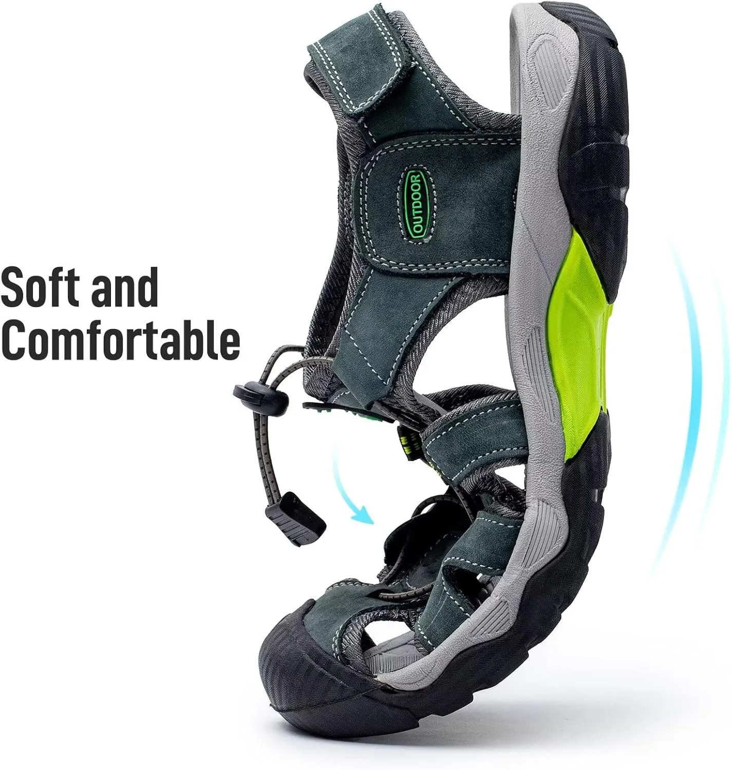 Arkbird Men's Sandals, Closed Toe Leather Fisherman Outdoor Hiking Sport Shoes Summer