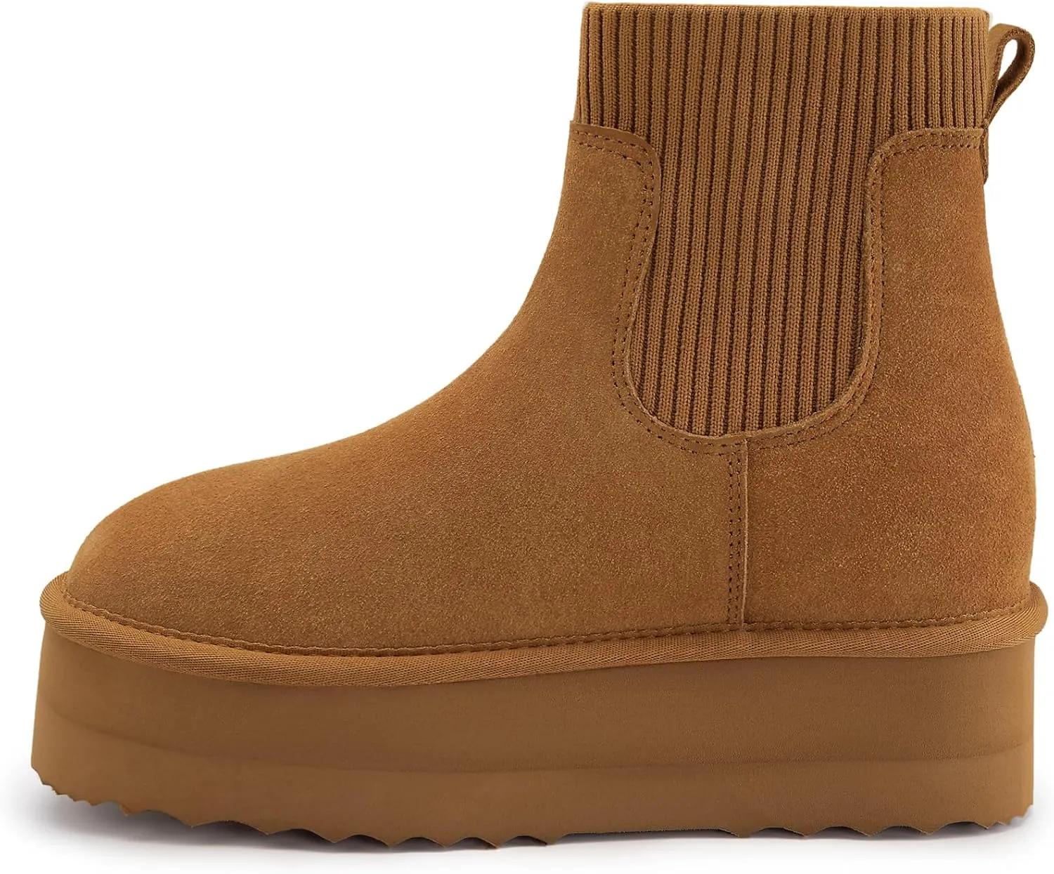 Athlefit Women's Classic Platform Chelsea Boots Winter Warm Fur Lined Anti-Slip Short Ankle Snow Boots