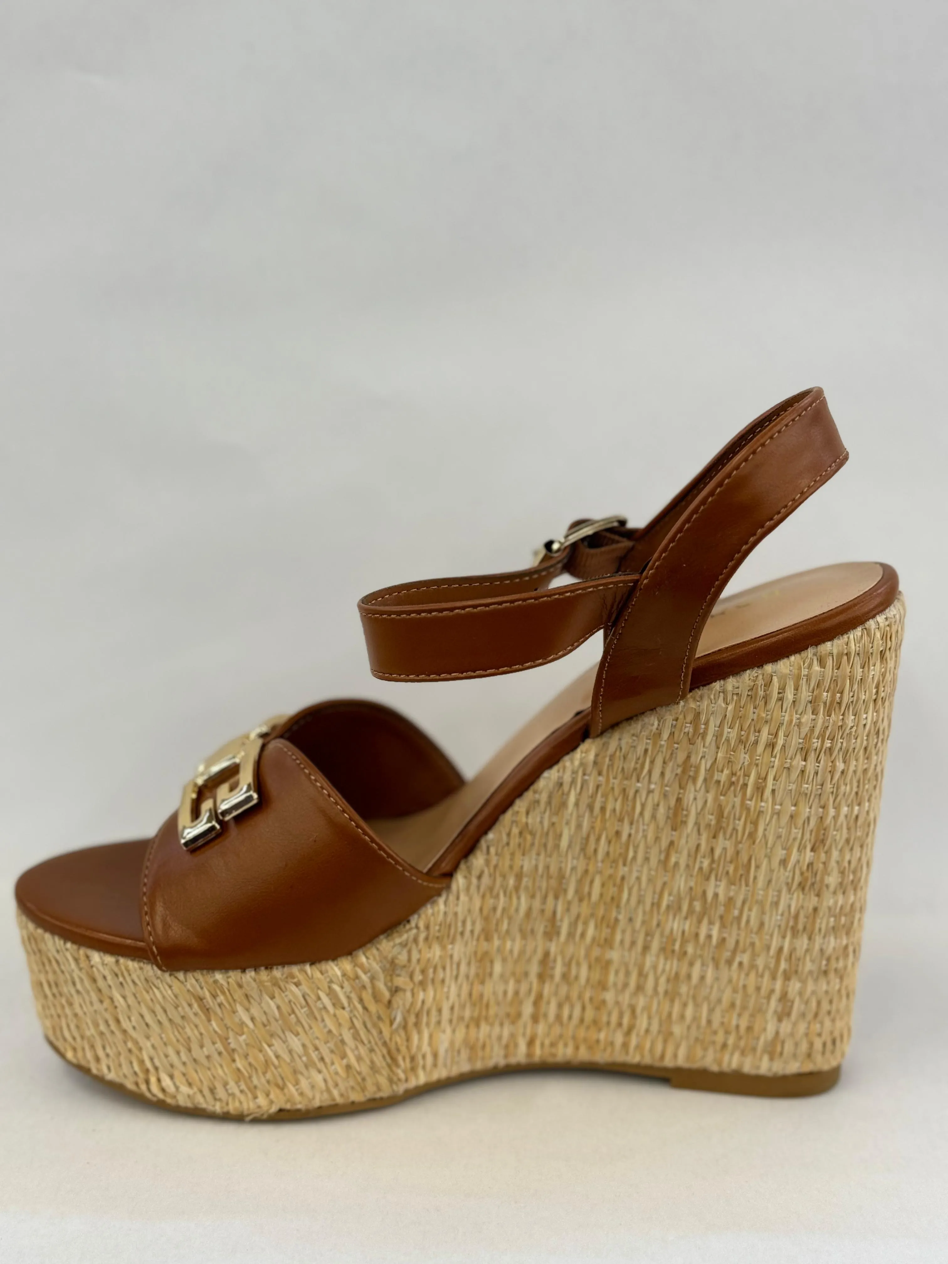 BAMBOO Siena-22 Women's Open Toe Espadrilles Ankle Strap With Buckle Detail Platform Wedge Sandals