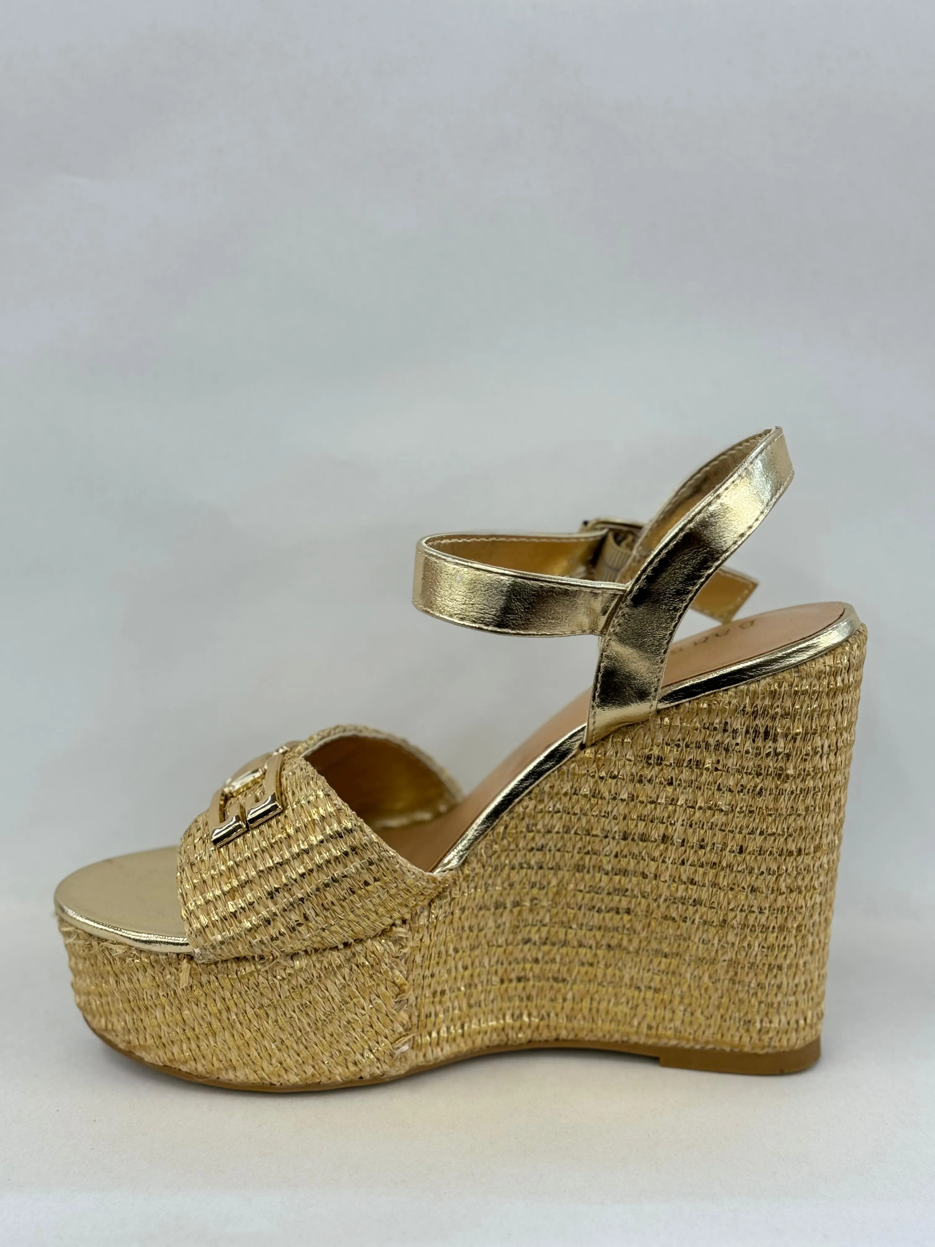 BAMBOO Siena-22 Women's Open Toe Espadrilles Ankle Strap With Buckle Detail Platform Wedge Sandals