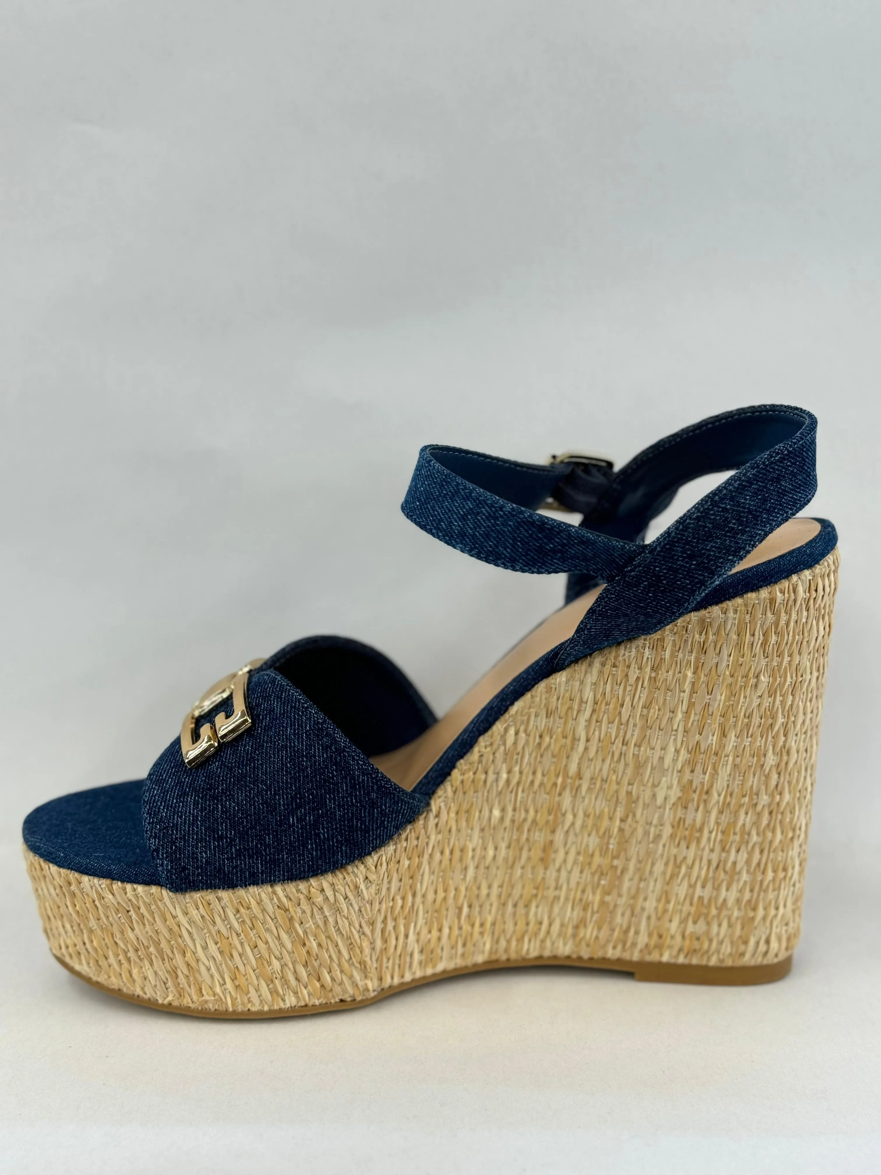 BAMBOO Siena-22 Women's Open Toe Espadrilles Ankle Strap With Buckle Detail Platform Wedge Sandals