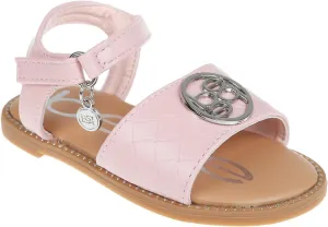 bebe Girls' Sandals - Trendy Flat Designs with Rhinestones, Puffy Straps, Embossed Details and Charms for Toddlers/Little Kids/Big Kids
