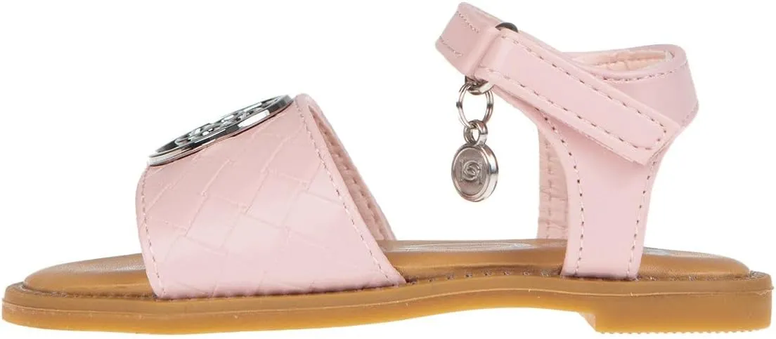 bebe Girls' Sandals - Trendy Flat Designs with Rhinestones, Puffy Straps, Embossed Details and Charms for Toddlers/Little Kids/Big Kids