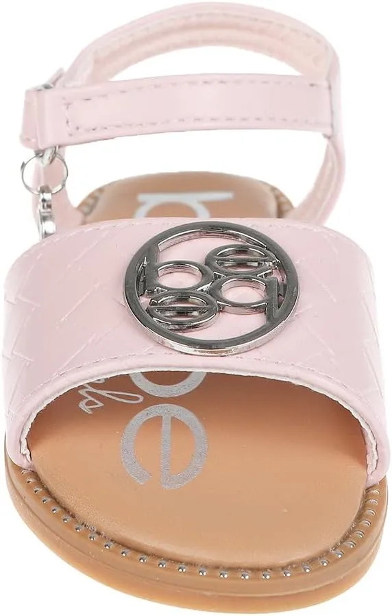 bebe Girls' Sandals - Trendy Flat Designs with Rhinestones, Puffy Straps, Embossed Details and Charms for Toddlers/Little Kids/Big Kids