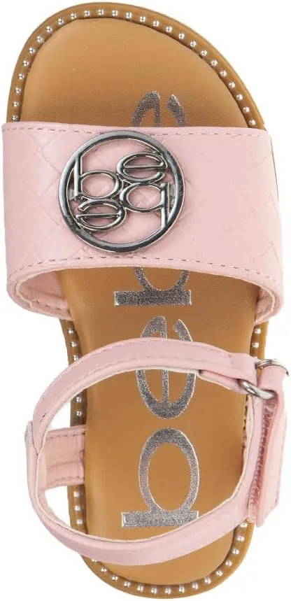 bebe Girls' Sandals - Trendy Flat Designs with Rhinestones, Puffy Straps, Embossed Details and Charms for Toddlers/Little Kids/Big Kids