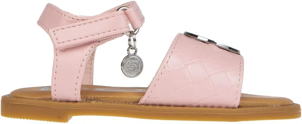 bebe Girls' Sandals - Trendy Flat Designs with Rhinestones, Puffy Straps, Embossed Details and Charms for Toddlers/Little Kids/Big Kids
