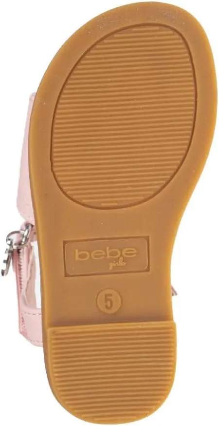 bebe Girls' Sandals - Trendy Flat Designs with Rhinestones, Puffy Straps, Embossed Details and Charms for Toddlers/Little Kids/Big Kids
