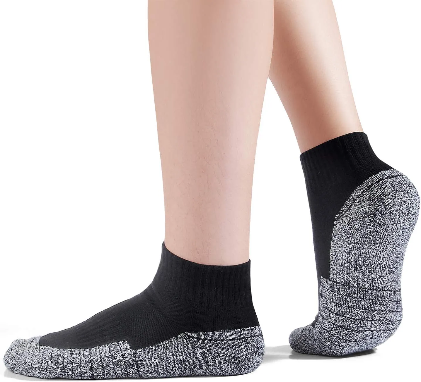 Begrily Cotton Socks for Men Low Cut, Max Cushion Thick Athletic Ankle Mens Sock for Hiking Running Sport Work 6 Pack