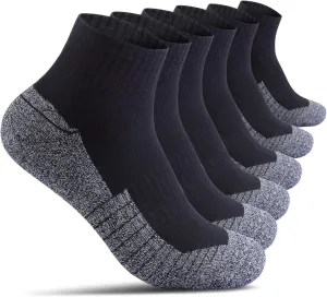 Begrily Cotton Socks for Men Low Cut, Max Cushion Thick Athletic Ankle Mens Sock for Hiking Running Sport Work 6 Pack