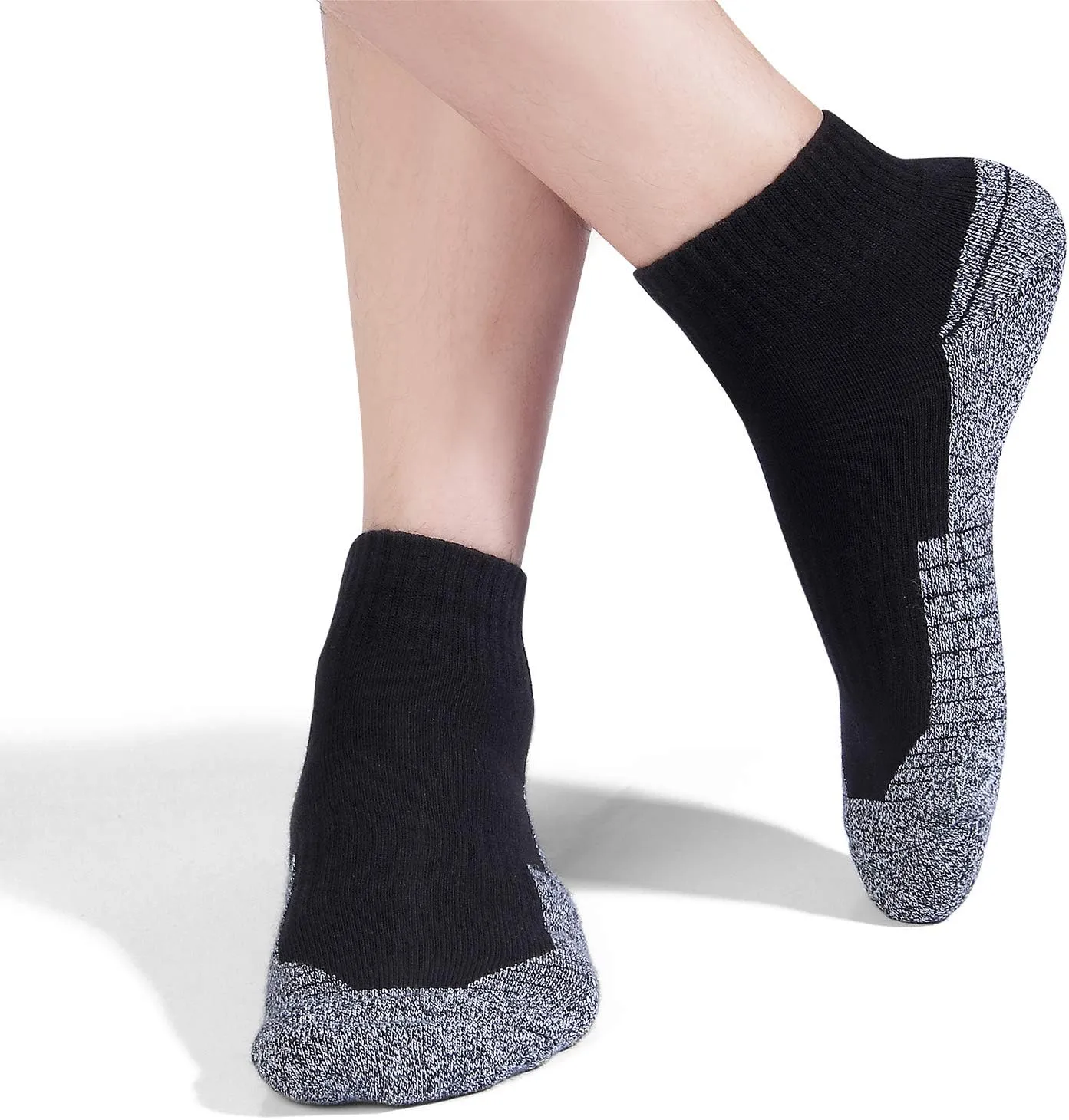 Begrily Cotton Socks for Men Low Cut, Max Cushion Thick Athletic Ankle Mens Sock for Hiking Running Sport Work 6 Pack