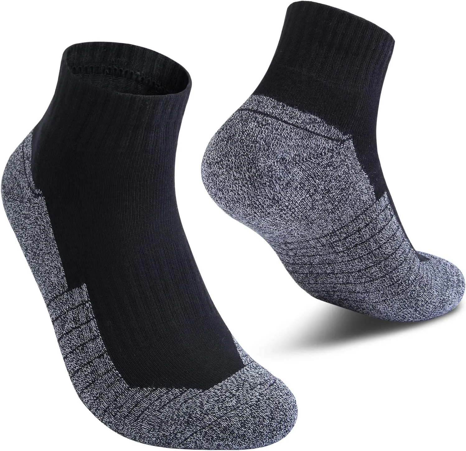 Begrily Cotton Socks for Men Low Cut, Max Cushion Thick Athletic Ankle Mens Sock for Hiking Running Sport Work 6 Pack