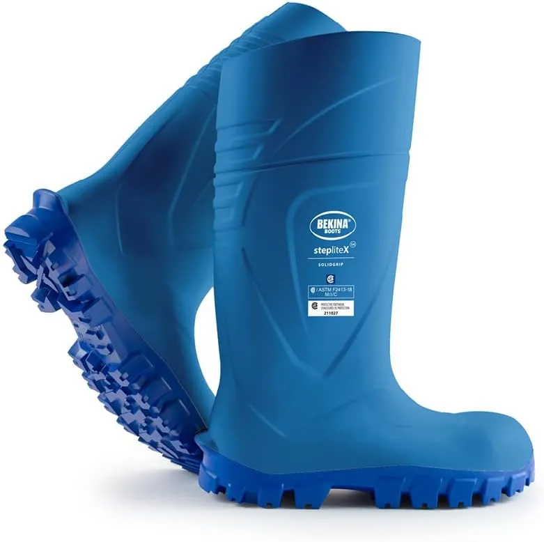 Bekina StepliteX SolidGrip S4 Safety Toe Wellington Boots for Men and Women - Lightweight Waterproof Insulated Non Slip Steel Toe Boots for Men and Women; ASTM Rated